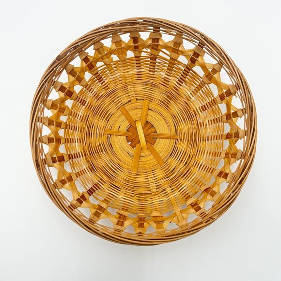 Set Of 3 Handwoven Wicker Baskets With Unique Patterns - Bread Baskets Or Wall - Picture 6 of 13